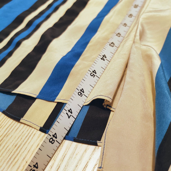 Diane Von Furstenberg DVF Borel Stripe Silk Shift Dress Size 2 Beige Blue Resort - Picture 16 of 16